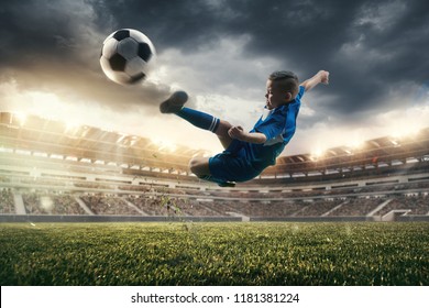 Young Boy Soccer Ball Doing Flying Stock Photo 1181381224 | Shutterstock