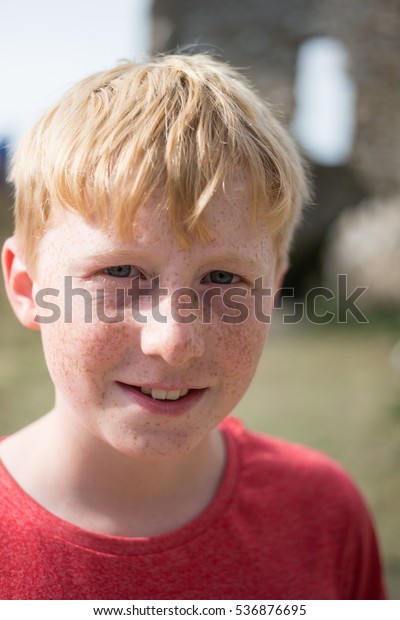 Young Boy Strawberry Blond Hair Freckles Stock Photo Edit Now