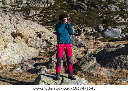 Image, Stock Photo Young woman enjoys Nordic landscape