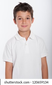 Young Boy Wearing White Polo Shirt Stock Photo 120659134 | Shutterstock