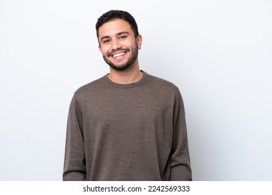 Young Brazilian man isolated on white background laughing - Shutterstock ID 2242569333