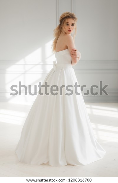 Young Bride Luxury Wedding Dress Looking Stock Photo Edit Now