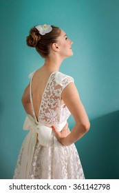 Young Bride In Wedding Dress Smug Satisfied And Happy