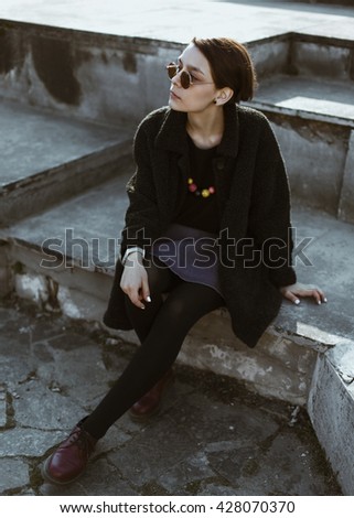 Similar – Young girl posing outdoor