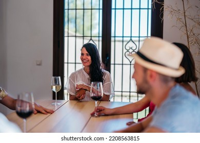 Young Brunette Woman Smiles Before Rolling The Dice