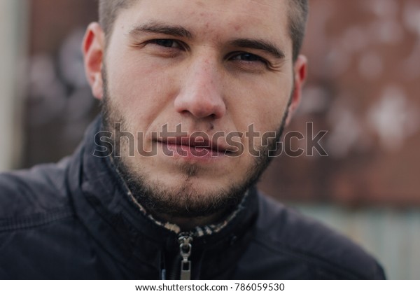 Young Brutal Man Short Haircut Beard Stock Photo Edit Now 786059530