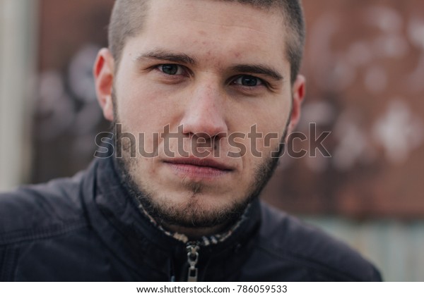 Young Brutal Man Short Haircut Beard Stock Photo Edit Now 786059533