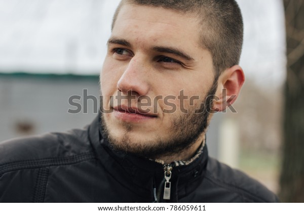 Young Brutal Man Short Haircut Beard Stock Photo Edit Now 786059611