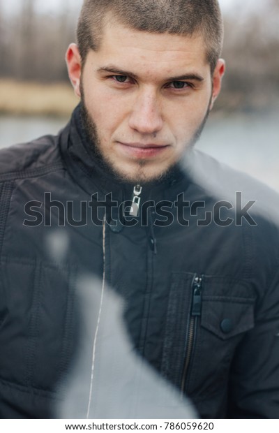 Young Brutal Man Short Haircut Beard Stock Photo Edit Now 786059620