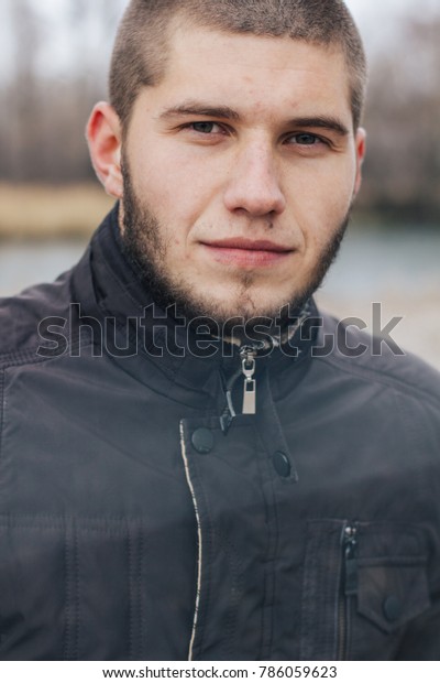 Young Brutal Man Short Haircut Beard Stock Image Download Now