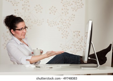 Young Buisness Woman With A Mug