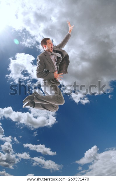 Young Business Man Jumping Air Stock Photo (Edit Now) 269391470