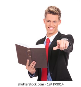 Young Business Man Or Law Student Reading And Giving The Ok For The Book