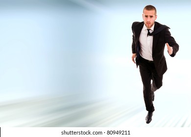 Young Business Man Running