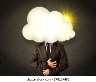 Young business man in shirt and tie with a sunny cloud head concept - Shutterstock ID 178169498
