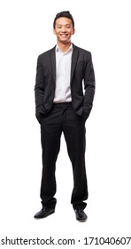 Young Business Man Standing Isolated On White Background