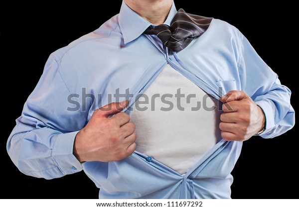 Young Business Man Tearing Apart His Stock Photo (edit Now) 111697292