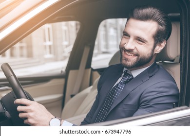  Young Business Man Test Drive New Car