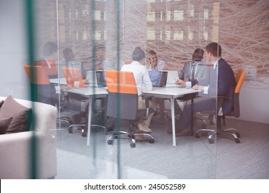 young business people group have meeting and working in modern bright office indoor - Shutterstock ID 245052589