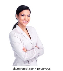 Young Young Business Woman. Isolated On White Background.