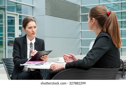Young business woman job interview