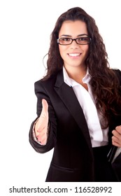 Young Business Woman Offering Handshake