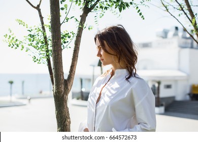 Young Business Woman Standing On The Street,success.outdoor Portrait,summer Portrait,beautiful Tan,red Lips,face Care,skin Care,pretty Face,stylish Woman,big Lips,happy,attractive,make Up