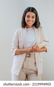 Young business woman wearing suite working in the office