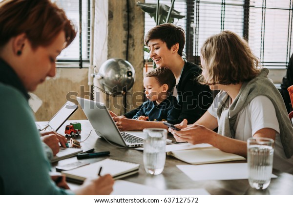 Young Business Women Working Together Creative Stock Photo Edit