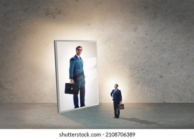 Young businessman in alter ego concept