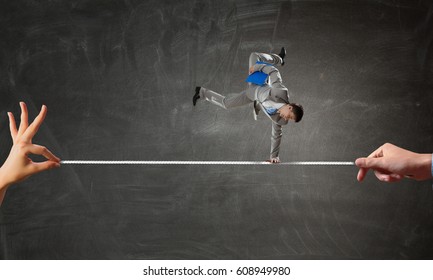 Young Businessman Breakdancer. Mixed Media