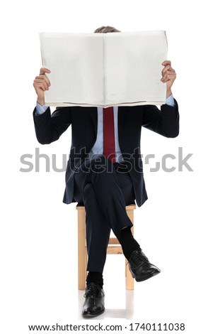 Similar – Image, Stock Photo Man with book Book Reading