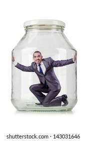 Similar Images, Stock Photos & Vectors of young man imprisoned in a jar ...