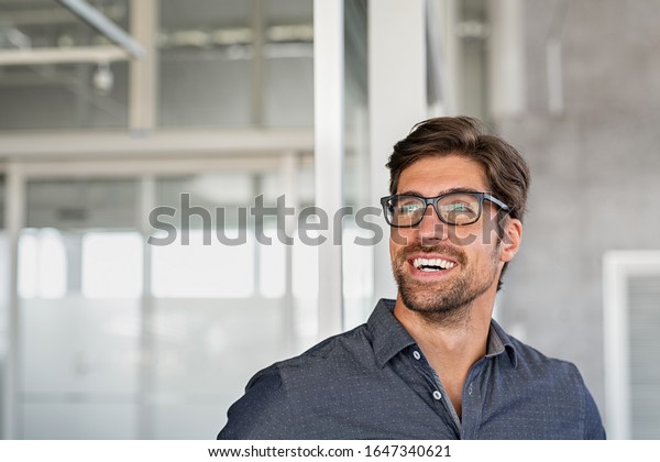 Young Businessman Looking Big Grin Happy Stock Photo 1647340621 ...
