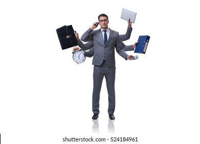 Young Businessman In Multitasking Concept