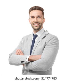 Young Businessman On White Background