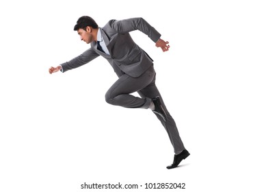 Young Businessman Running Forward Isolated On Stock Photo 1023505591 ...