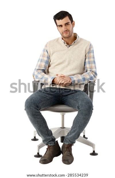 Young Businessman Sitting Swivel Chair Over Stock Photo 285534239 ...