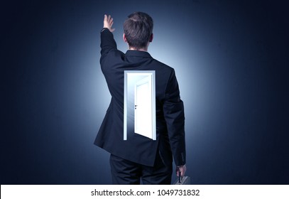 Young Businessman Standing Thinking Open Door Stock Photo 1186499638 