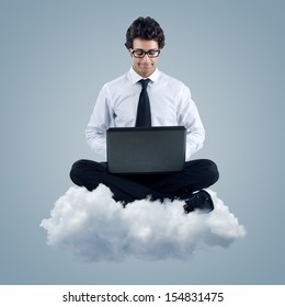 Young Businessman Using Cloud Computing Technology