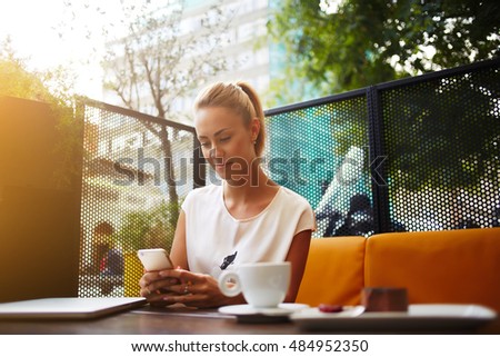 Similar – Image, Stock Photo woman Woman instant Wait