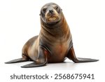 Young California Sea Lion, against white background

