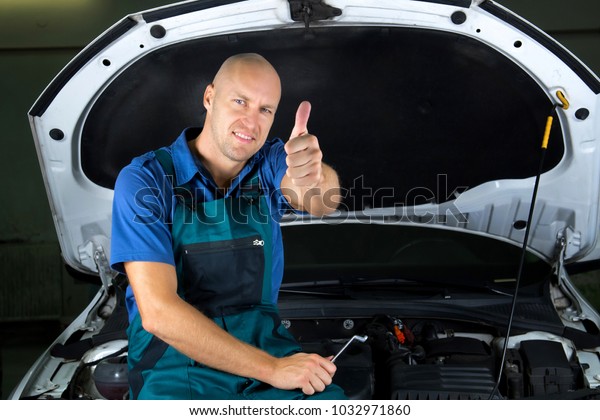 Young car service\
technician.