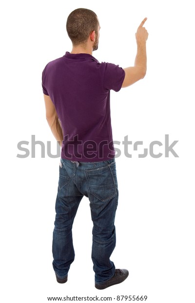 Young Casual Man Full Body Pointing Stock Photo (Edit Now) 87955669