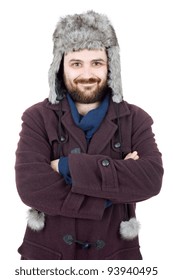 Young Casual Man Portrait With A Russian Hat