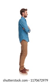 Young Casual Man Standing Line Hands Stock Photo 1170672979 | Shutterstock