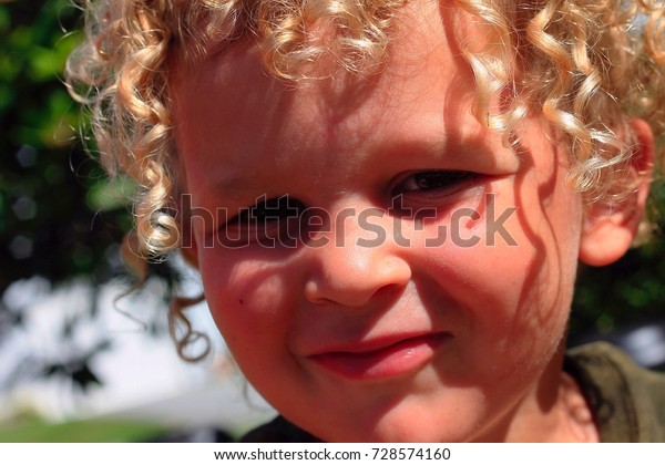 Young Caucasian Boy Curly Blonde Hair Stock Photo Edit Now 728574160