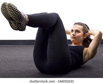 Young Caucasian Woman Doing Situps/crunches