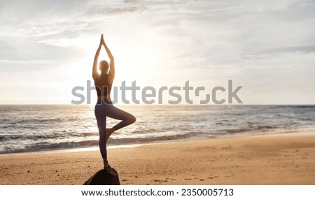 Similar – Image, Stock Photo Women doing pilates on the beach