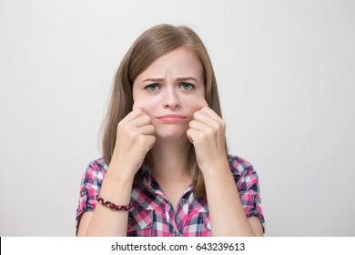 Young Caucasian Woman Girl With Chubby Fat Cheeks